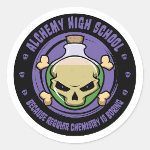 Rond Sticker de chimie amusant du lycée d'Alchimie