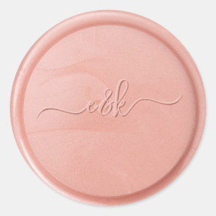 Rond Sticker de cire de Rose initial cursif