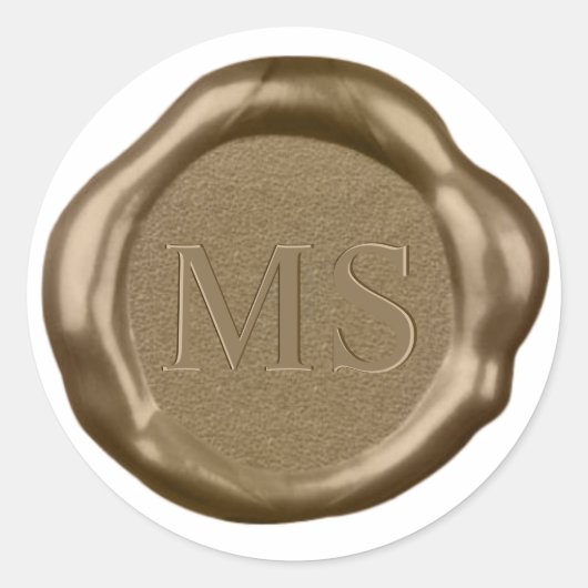 Rond Sticker de cire d'or monogramme, (Devant)