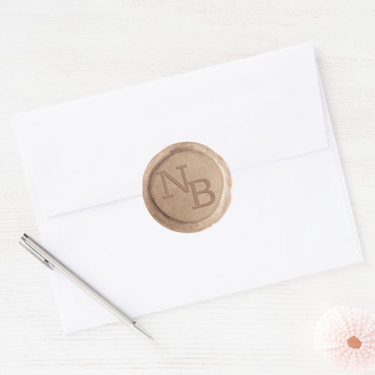 Rond Sticker de cire monogramme vintage Rose or (Enveloppe)