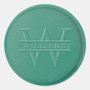 Rond Sticker de cire verte de la forêt de Monogrammes