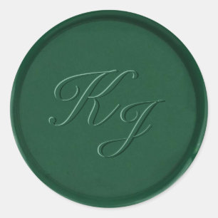 Rond Sticker de cire verte de la forêt de Monogrammes