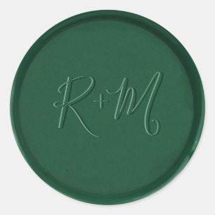 Rond Sticker de cire verte de la forêt initiale Monogra