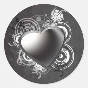 Rond Sticker de coeur noir gothique