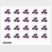 Rond Sticker de coeur pourpre foncé (Feuille)
