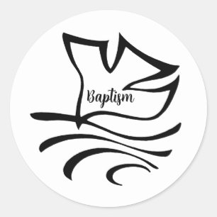Rond Sticker de colombe de baptême