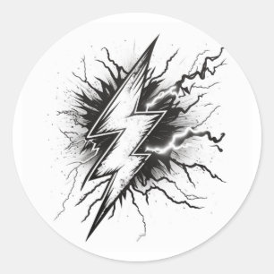 Rond Sticker de coloriage d'énergie de foudre