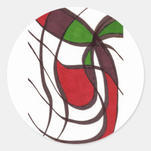 Rond Sticker de conception abstrait "Flying Fish"