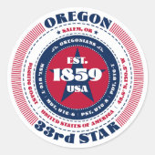 Rond Sticker de conception circulaire Patriotic Oregon (Devant)