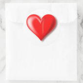 Rond Sticker de conception coeur rouge (Sac)