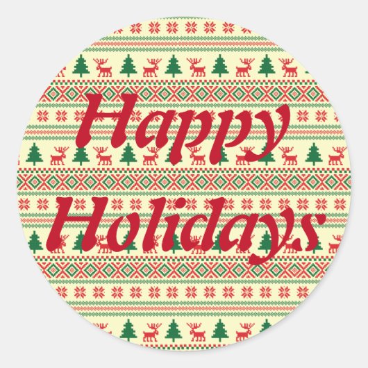 Rond Sticker de conception de Knit de Noël personnalisa (Devant)