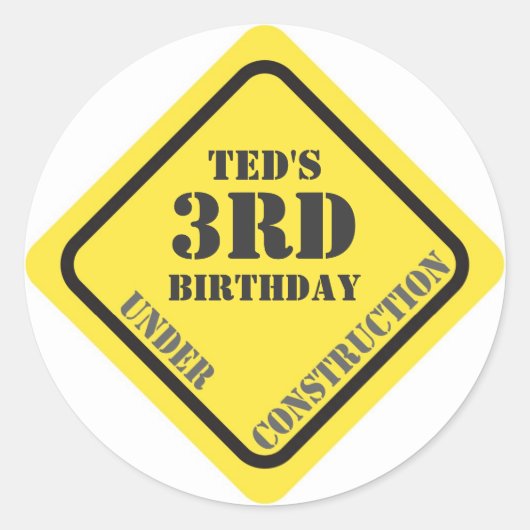 Rond Sticker de construction d'anniversaire (Devant)