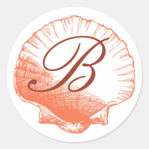 Rond Sticker de coquille de mer monogramme de corail