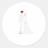 Rond Sticker de couple musulman marié (Devant)