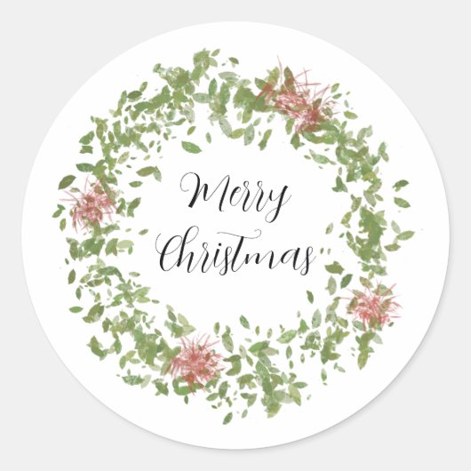 Rond Sticker de couronne de Noël | Conception 1 (Devant)