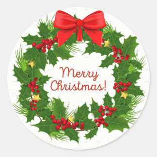 Rond Sticker de couronne de Noël Joyeux