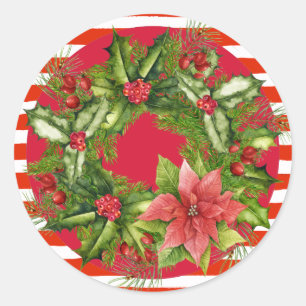 Rond Sticker de couronne de Noël sucre de canne