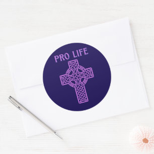 Rond Sticker de Croix Catholique Pro-Vie
