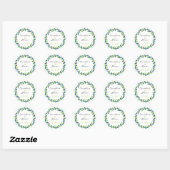 Rond Sticker de date Mariage de couronne de cerise (Feuille)