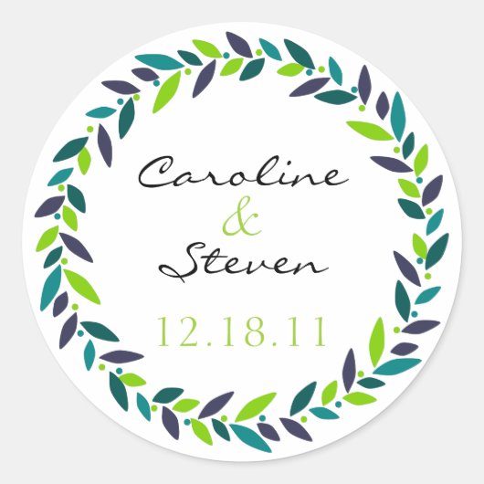 Rond Sticker de date Mariage de couronne de cerise (Devant)