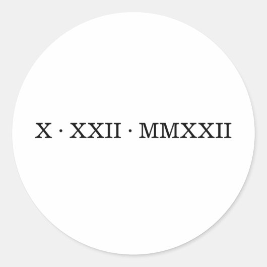 Rond Sticker de date numérique romaine (Devant)