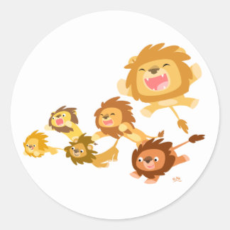 Rond Sticker de défilé des Lions en caricature
