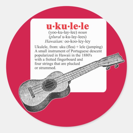 Rond Sticker de définition Ukulele (Devant)