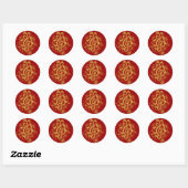 Rond Sticker de design musical Dragon Treble Clef Peoni (Feuille)