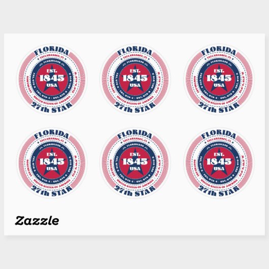 Rond Sticker de design Patriotic Florida Circle (Feuille)