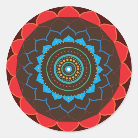 Rond Sticker de dessin d'art vectoriel Mandala (Devant)