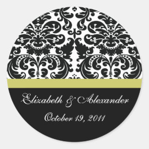 Rond Sticker de douche nuptiale Damask Chartreuse vert