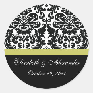 Rond Sticker de douche nuptiale Damask Chartreuse vert