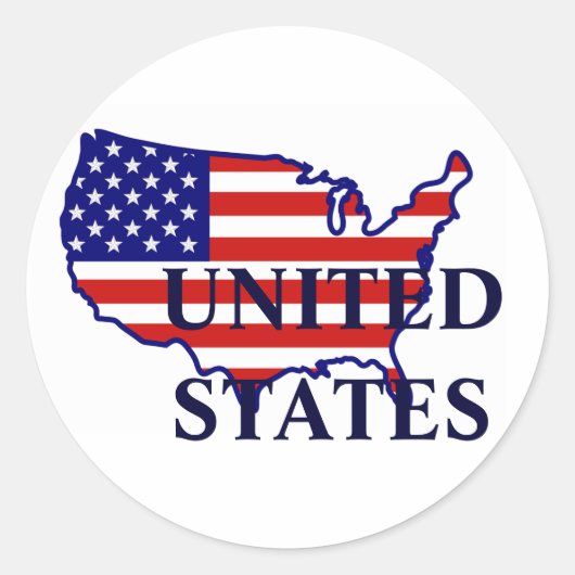 Rond Sticker de drapeau de la carte des États-Unis (Devant)