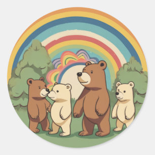 Rond Sticker de famille d'ours mignon