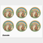 Rond Sticker de famille d'ours mignon (Feuille)