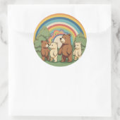 Rond Sticker de famille d'ours mignon (Sac)