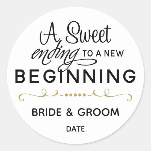 ROND STICKER DE FAVEUR DE MARIAGE | FIN SUCRE DU NOUVEA (Devant)