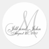 Rond Sticker de faveur de mariage monogramme (Devant)