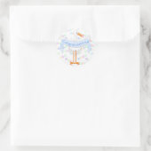Rond Sticker de félicitations de cigogne (bleu) (Sac)