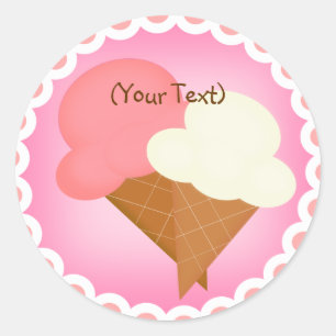 Rond Sticker de fête d'anniversaire de crème glacée