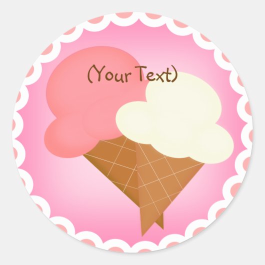 Rond Sticker de fête d'anniversaire de crème glacée (Devant)