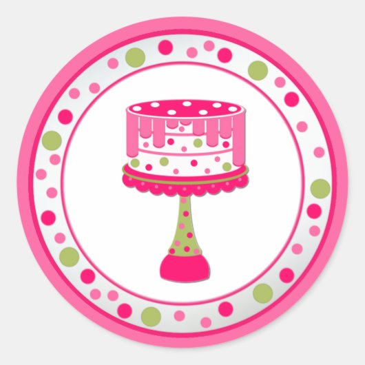 Rond Sticker de fête d'anniversaire de gâteau Whimsical (Devant)
