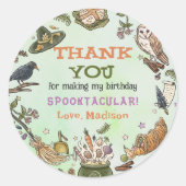 Rond Sticker de fête d'anniversaire de sorcière Hallowe (Devant)