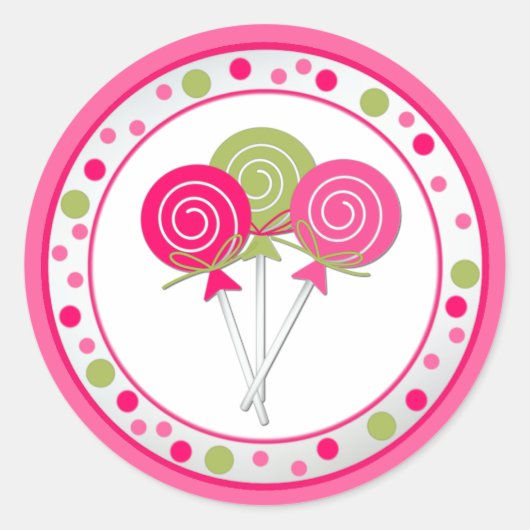 Rond Sticker de fête d'anniversaire Lollypops (Devant)