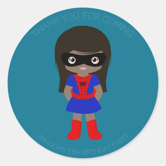Rond Sticker de fête d'anniversaire pour filles superhe (Devant)