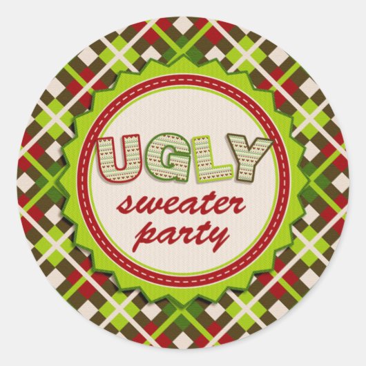 Rond Sticker de fête de Noël moche (Devant)