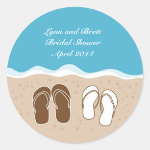 Rond Sticker de Fête des mariées Flip Flops Favoriser