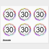 Rond Sticker de fête du 30e anniversaire (Feuille)