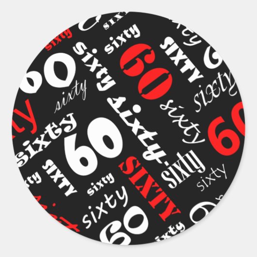 Rond Sticker de fête du 60e anniversaire (Devant)