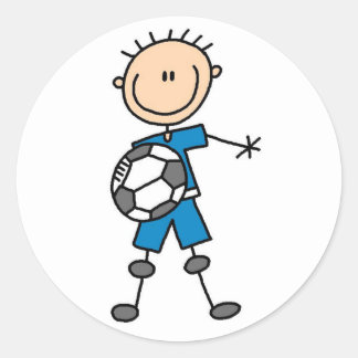 Rond Sticker de football pour garçons bleus